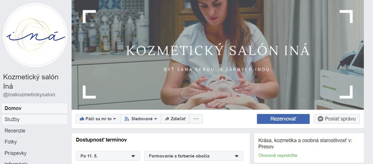 Kozmetický salón Iná stránka na Facebooku