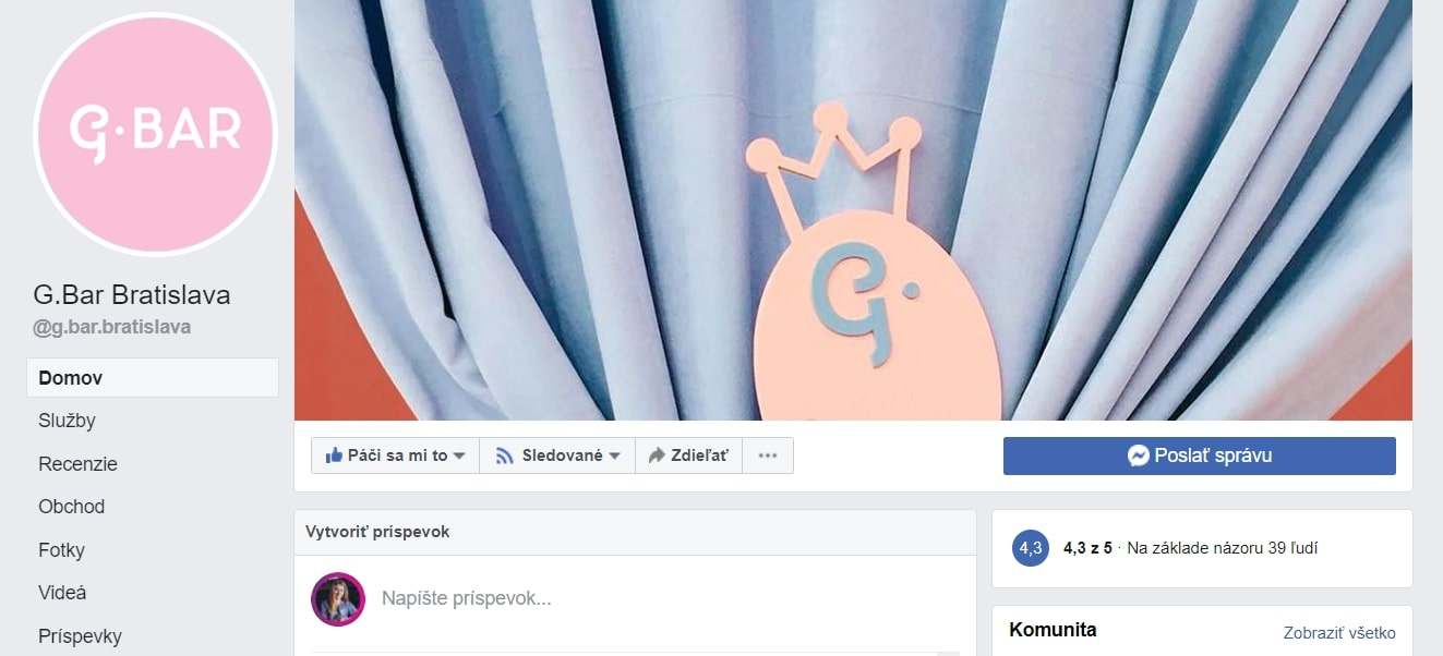 Facebook stránka Kaderníctva G.Bar Bratislava