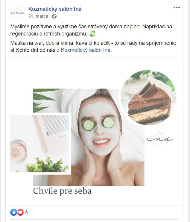 Kozmetický salón Iná príspevok na Facebooku